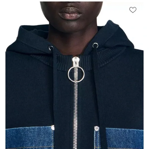 Sandro Mixed Media Hoodie Jacket NWT - Picture 4 of 4